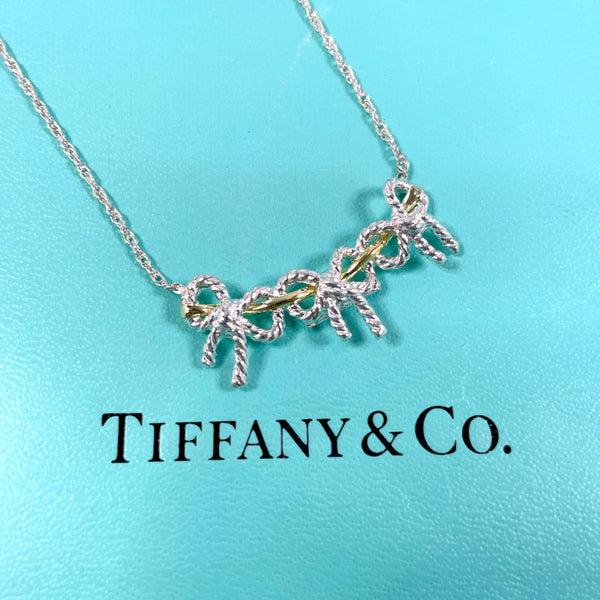 TIFFANY&Co. Necklace Triple ribbon Silver925/K18 yellow gold Silver Silver Women Used