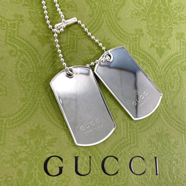 GUCCI Necklace dog tag double plate Ball chain Silver925 Silver unisex Used