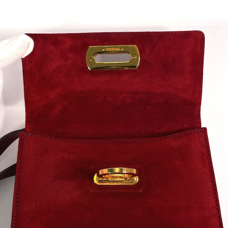 Salvatore Ferragamo Shoulder Bag BA214692 Gancini Suede/leather Red Women Used