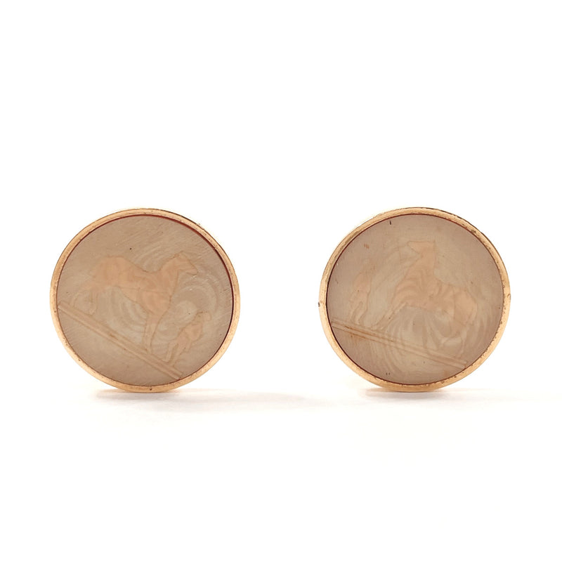 HERMES Earring Corozo Gold Plated beige beige Women Used