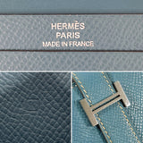 HERMES wallet bearn mini Card Case Epsom blue blue □KCarved seal Women Second hand