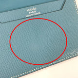 HERMES wallet bearn mini Card Case Epsom blue blue □KCarved seal Women Used