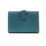 HERMES wallet bearn mini Card Case Epsom blue blue □KCarved seal Women Used