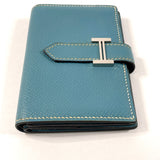 HERMES wallet bearn mini Card Case Epsom blue blue □KCarved seal Women Second hand