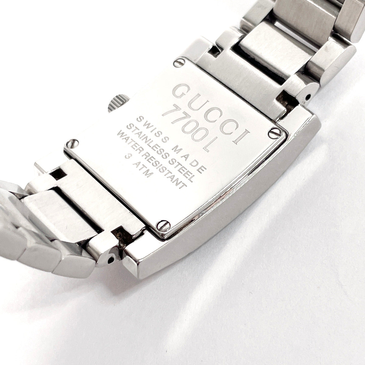 GUCCI レディース時計 7700Lブラック Gucci 7700l Black Dial Stainless Steel Brecelet Womens