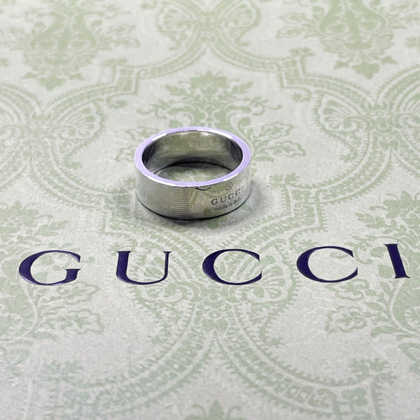 GUCCI Ring logo Silver925 #US 9 3/4 Silver mens Second hand