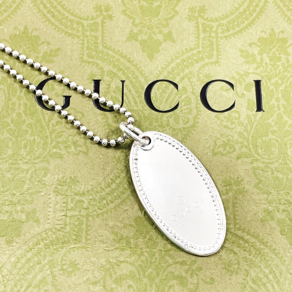 GUCCI Necklace Oval tag Ball chain Silver925 Silver unisex Second hand