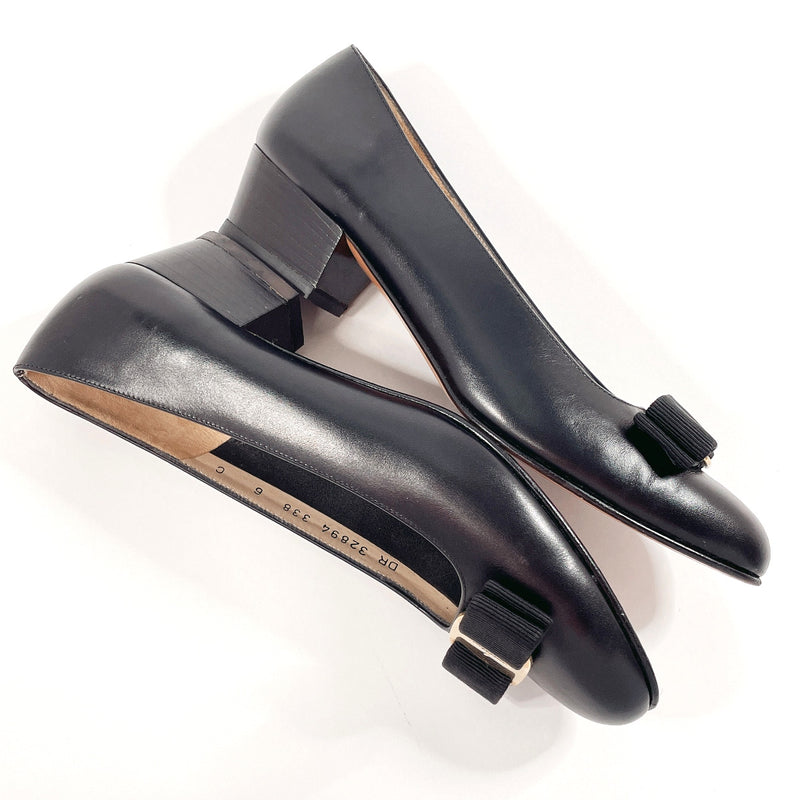 Salvatore Ferragamo pumps Vala Ribbon leather Black Women Second hand