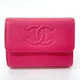 CHANEL Card Case coin purse COCO Mark leather pink Women Used