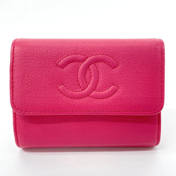 CHANEL Card Case coin purse COCO Mark leather pink Women Used