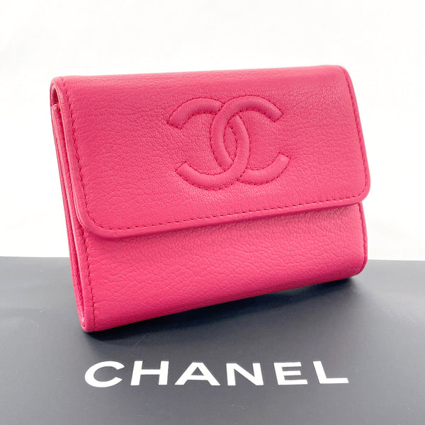 CHANEL Card Case coin purse COCO Mark leather pink Women Used