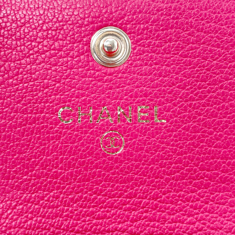 CHANEL Card Case coin purse COCO Mark leather pink Women Used