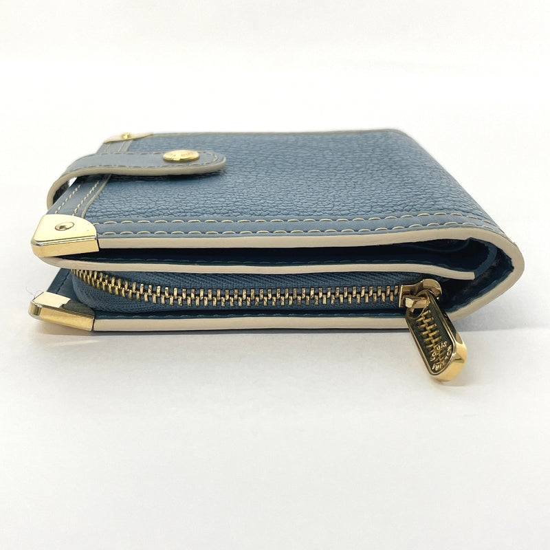 LOUIS VUITTON wallet M91829 Compact zip Suhari leather blue blue Women Used