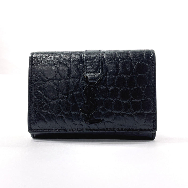 SAINT LAURENT PARIS key holder  438963 Croco embossed six hooks leather Black Women Second hand