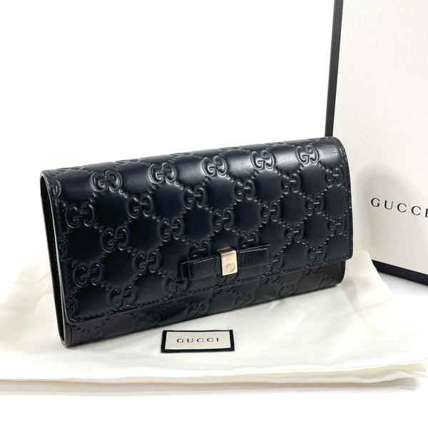 GUCCI purse 388679 ribbon Sima leather Black Women Second hand