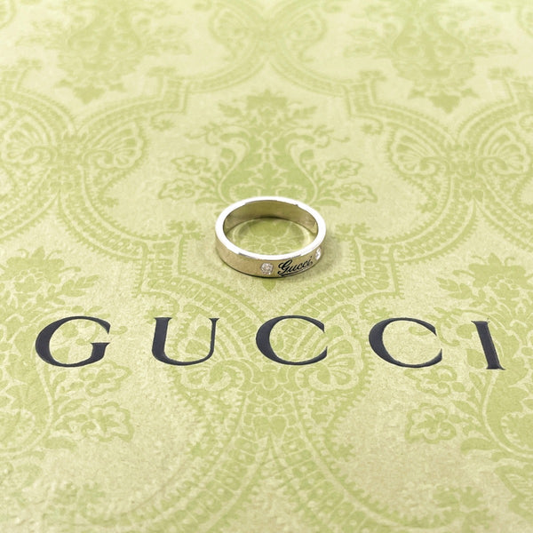 GUCCI Ring Icon print K18 white gold/diamond #US 5 1/2 Silver unisex Second hand