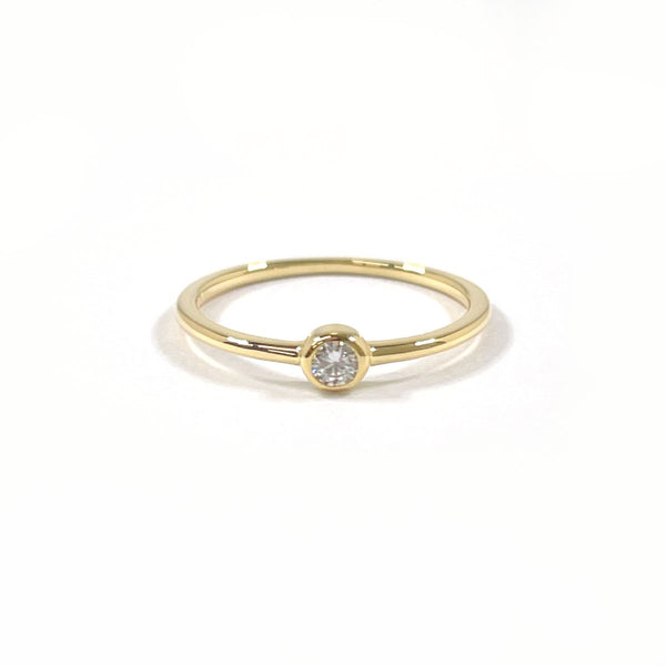 ete Ring Bright K18 yellow gold/diamond #US 3 1/2 gold Women Second hand