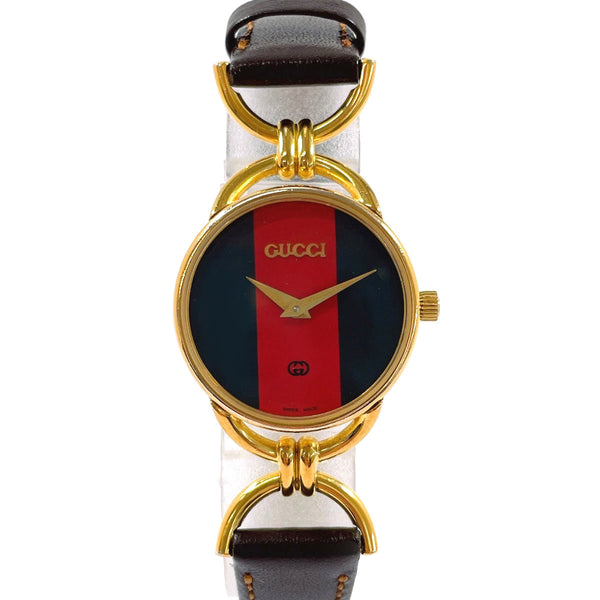 GUCCI Watches 6700L Sherry line Gold Plated/leather gold gold Women Second hand