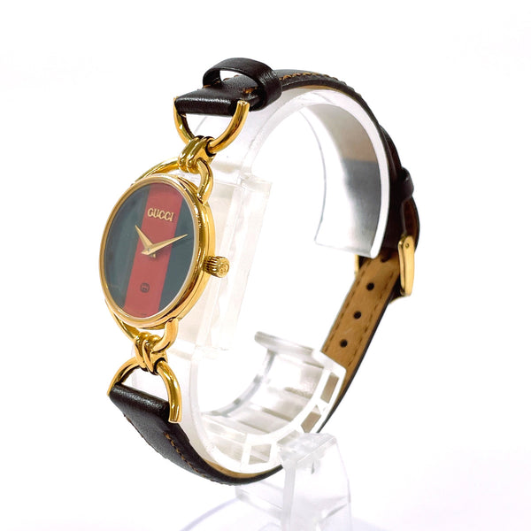 GUCCI Watches 6700L Sherry line Gold Plated/leather gold gold Women Second hand