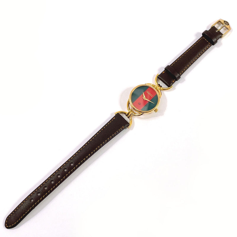GUCCI Watches 6700L Sherry line Gold Plated/leather gold gold Women Second hand