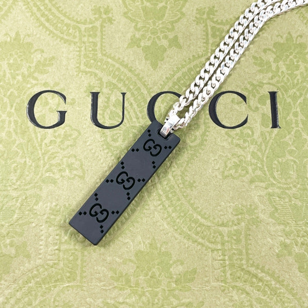 GUCCI Necklace GG Tag Chain Silver925/leather Silver mens Second hand