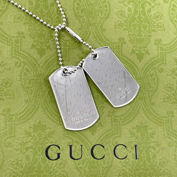 GUCCI Necklace dog tag double plate Ball chain Silver925 Silver unisex Second hand