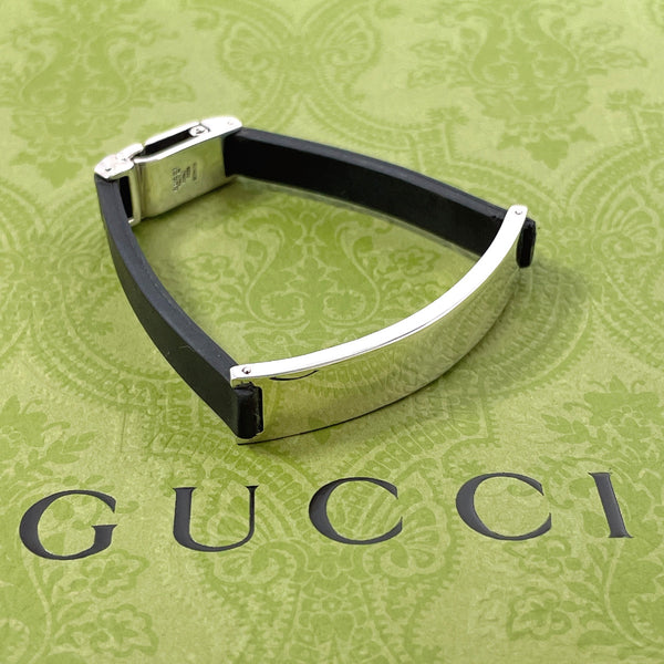 GUCCI bracelet plate Silver925/rubber Silver Silver mens Second hand