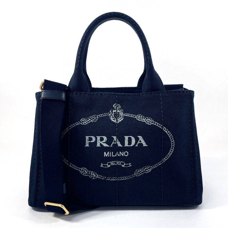 PRADA Tote Bag 1BG439 Canapa mini 2WAY canvas Navy Women Used