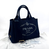 PRADA Tote Bag 1BG439 Canapa mini 2WAY canvas Navy Women Used