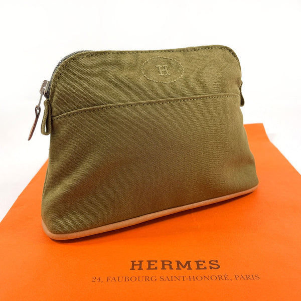 HERMES Pouch Bolide pouch mini cotton khaki unisex Second hand