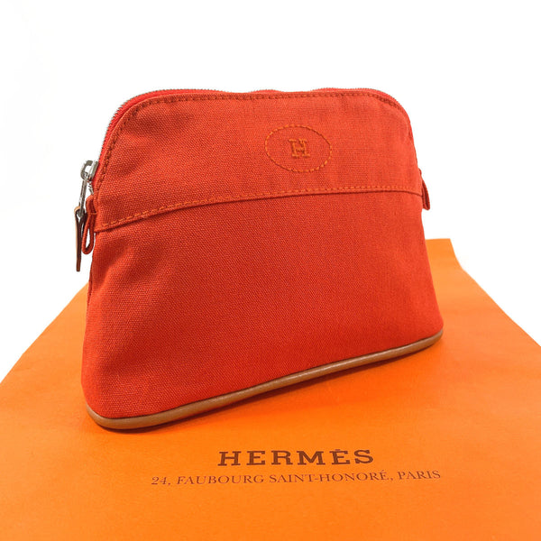 HERMES Pouch Bolide pouch mini cotton Orange unisex Second hand