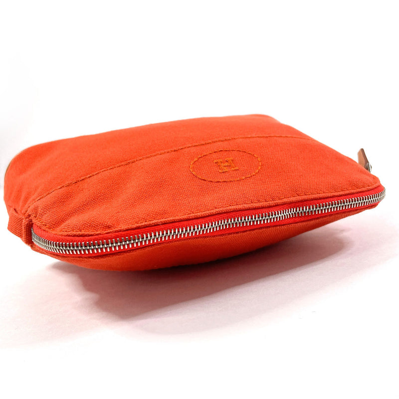 HERMES Pouch Bolide pouch mini cotton Orange unisex Second hand