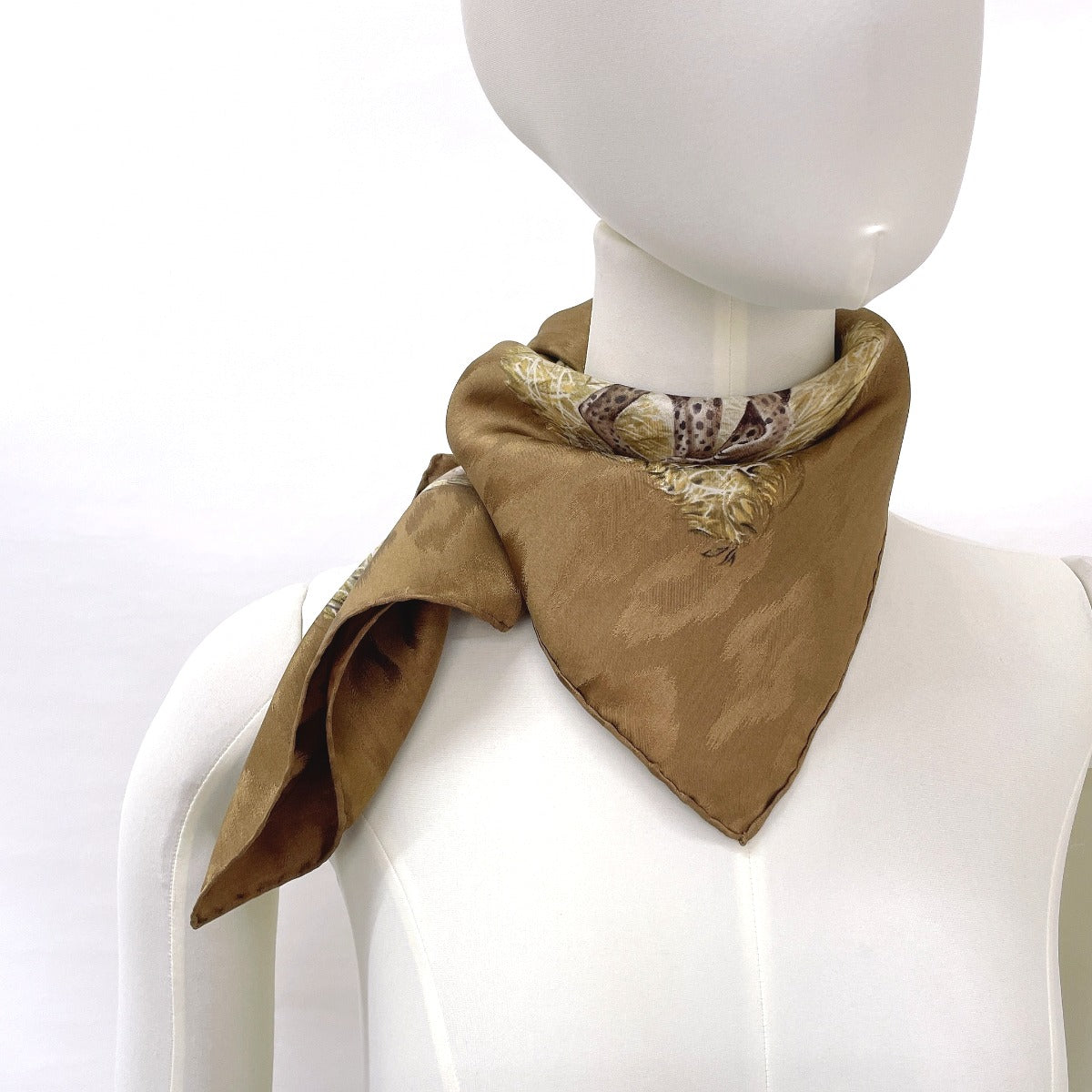 HERMES scarf Carre 90 KENYA Kenya Animal silk Brown Women