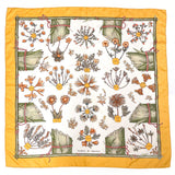 HERMES scarf Carre 90 Herbier de Gavarnie Pressed flowers in the Gavarnie valley silk yellow Women Used