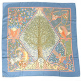 HERMES scarf Carre 90 Axis Mundi The central axis of the world silk blue Women Second hand