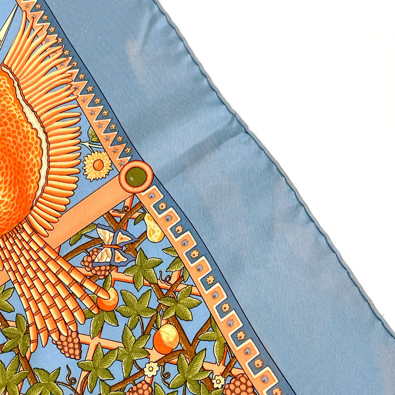 HERMES scarf Carre 90 Axis Mundi The central axis of the world silk blue Women Second hand