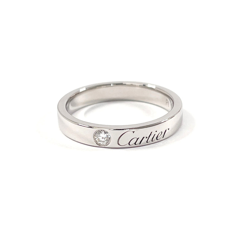 CARTIER Ring C do engraved wedding ring Pt950Platinum/diamond #US 4 Silver OJ 2465 Women Second hand