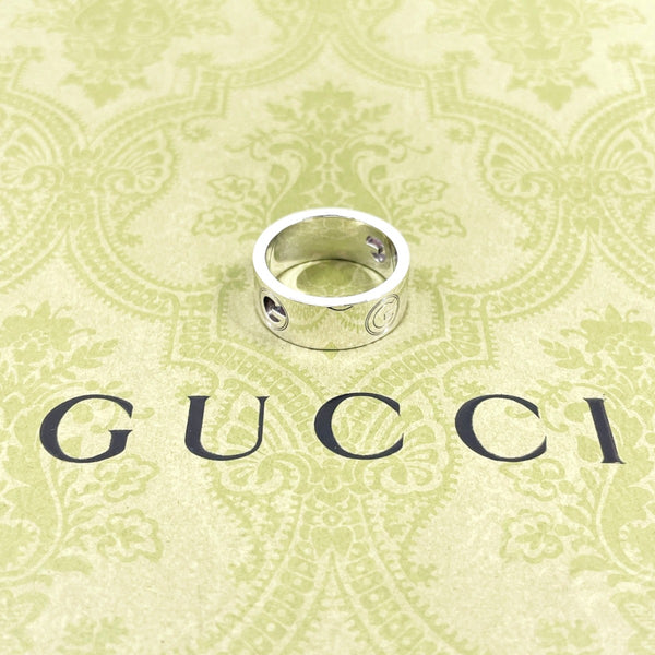 GUCCI Ring Logo Cutout Silver925 #US 7 Silver unisex Second hand