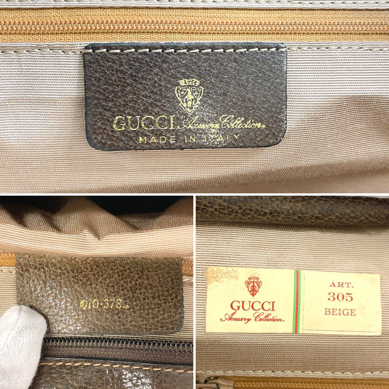 GUCCI Tote Bag Old Gucci Sherry line GG Supreme Canvas/leather Brown unisex Second hand