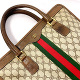 GUCCI Tote Bag Old Gucci Sherry line GG Supreme Canvas/leather Brown unisex Second hand