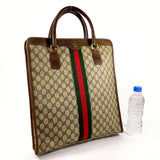 GUCCI Tote Bag Old Gucci Sherry line GG Supreme Canvas/leather Brown unisex Second hand