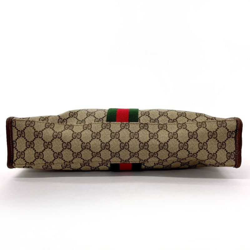 GUCCI Tote Bag Old Gucci Sherry line GG Supreme Canvas/leather Brown unisex Second hand