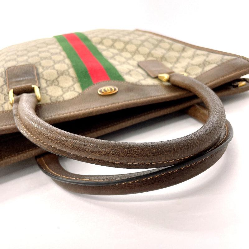 GUCCI Tote Bag Old Gucci Sherry line GG Supreme Canvas/leather Brown unisex Second hand