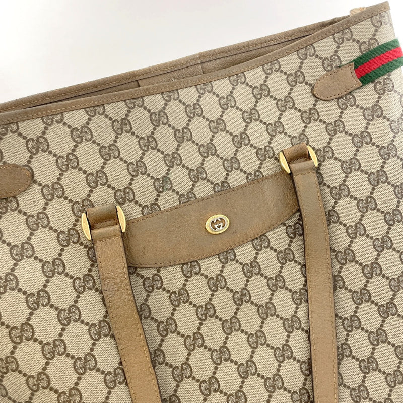 GUCCI Tote Bag 39.02.091 Old Gucci Sherry line GG Supreme Canvas/leather Brown unisex Second hand