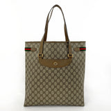 GUCCI Tote Bag 39.02.091 Old Gucci Sherry line GG Supreme Canvas/leather Brown unisex Second hand