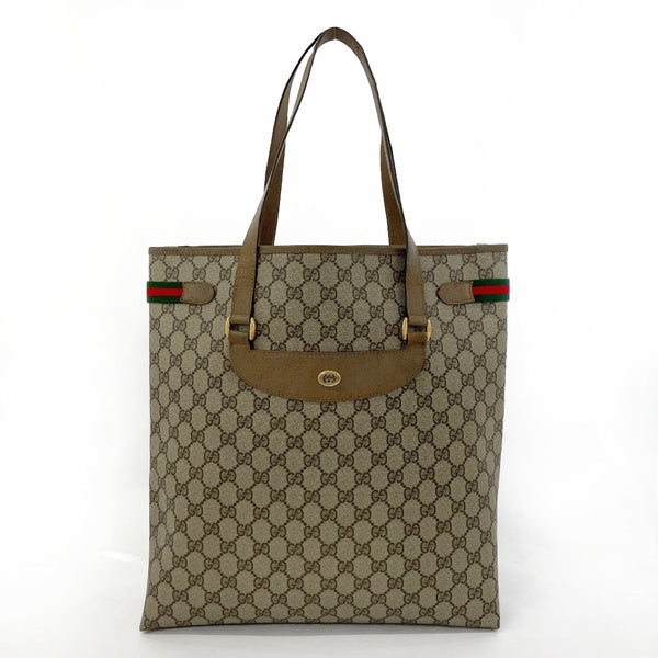 GUCCI Tote Bag 39.02.091 Old Gucci Sherry line GG Supreme Canvas/leather Brown unisex Second hand