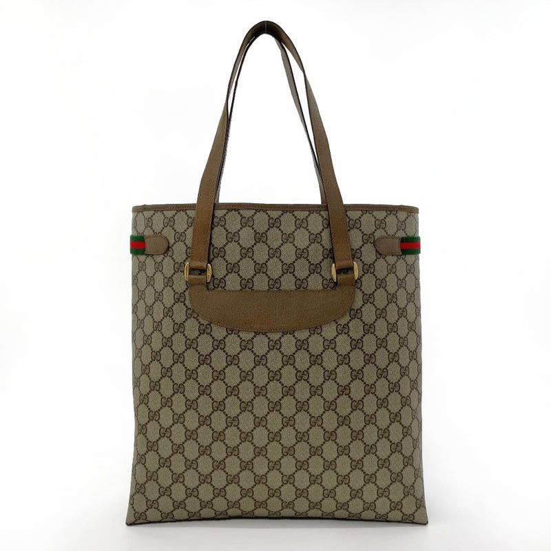 GUCCI Tote Bag 39.02.091 Old Gucci Sherry line GG Supreme Canvas/leather Brown unisex Second hand