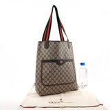 GUCCI Tote Bag 39・02・003・ Old Gucci Sherry line GG Supreme Canvas/leather Brown unisex Second hand