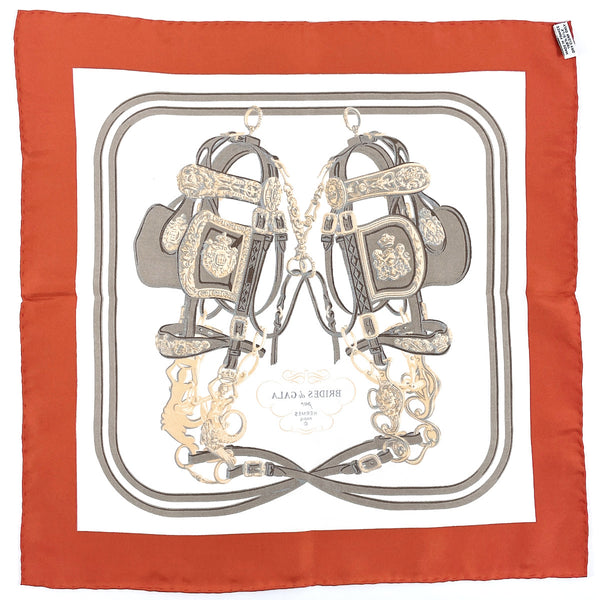 HERMES scarf Carre 45 BRIDES de GARA silk Brown Women Second hand