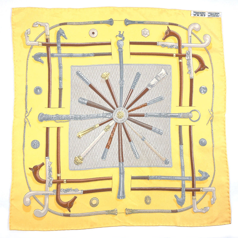 HERMES scarf Carre 45 CANNES & POMMEAUX silk yellow Women Second hand